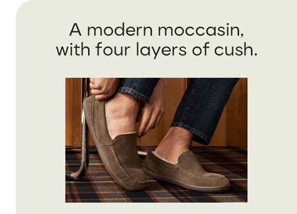 A modern moccasin, with four layers of cush.
