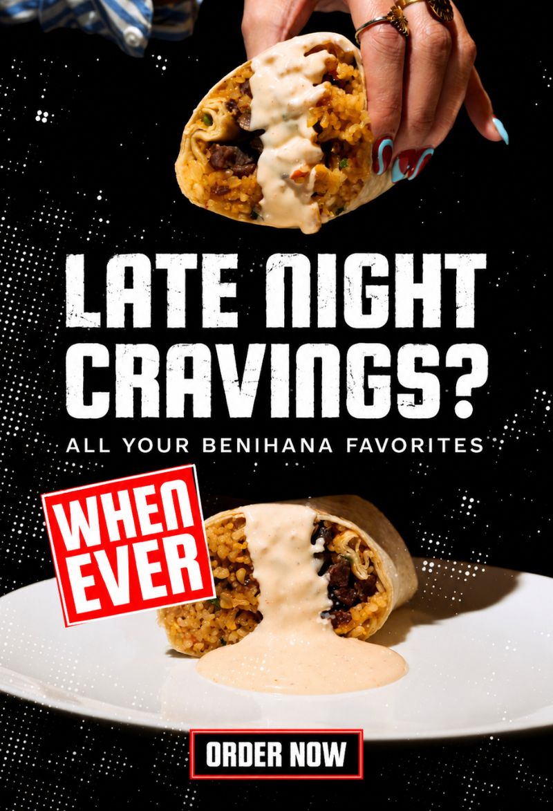 Late night cravings? All your Benihana favorites whenever. Order now.