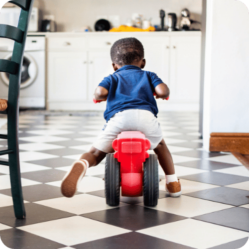 toddler not listening and riding away on his toy bike