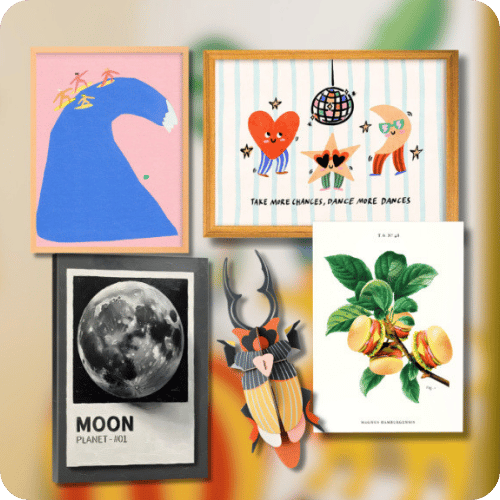 a collage of cool wall art for kids