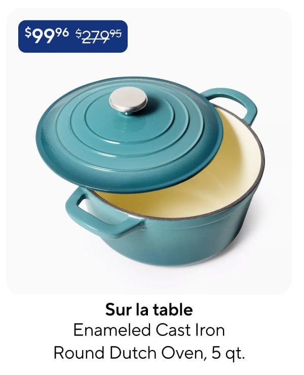 Sur la table Enameled Cast Iron Round Dutch Oven, 5 qt.