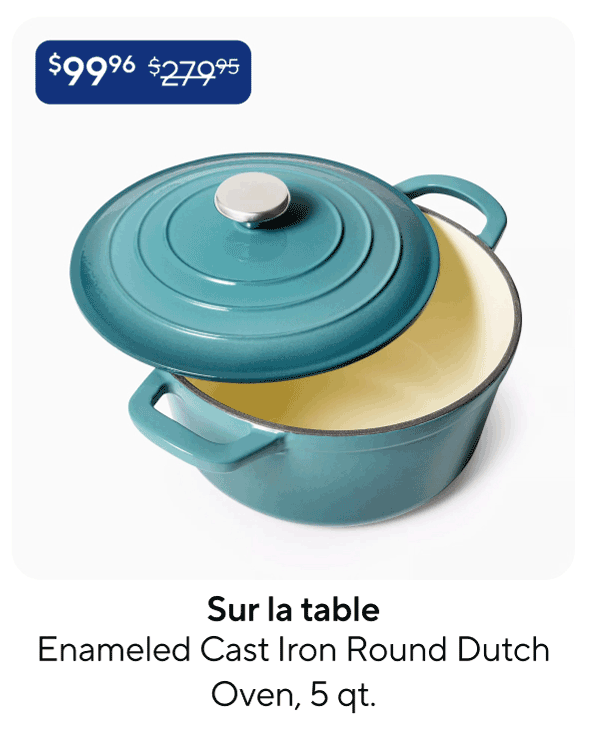 Sur la table Enameled Cast Iron Round Dutch Oven, 5 qt.
