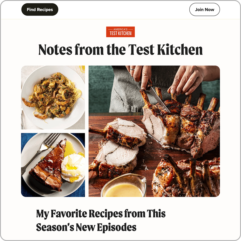 Notes From The Test Kitchen Newsletter