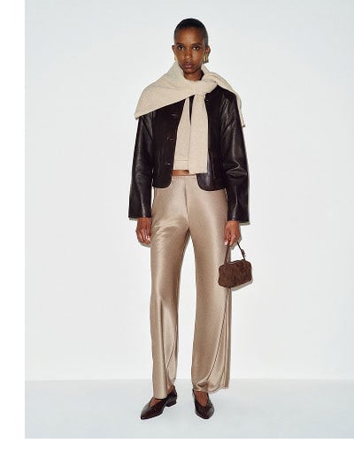 Gale Satin Mid Rise Bias Pant