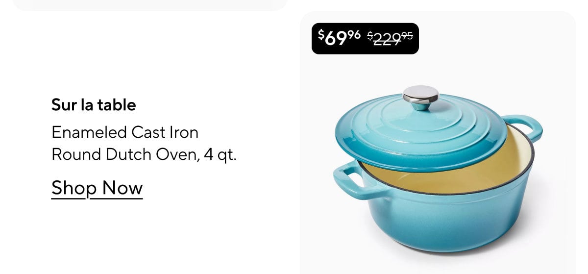 Sur la table Enameled Cast Iron Round Dutch Oven, 4 qt.