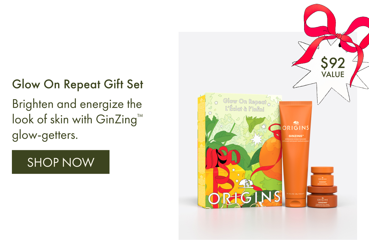 Glow on Repeat Gift Set | Brighten and energize the look of skin with GinZing™ glow-getters. | SHOP NOW
