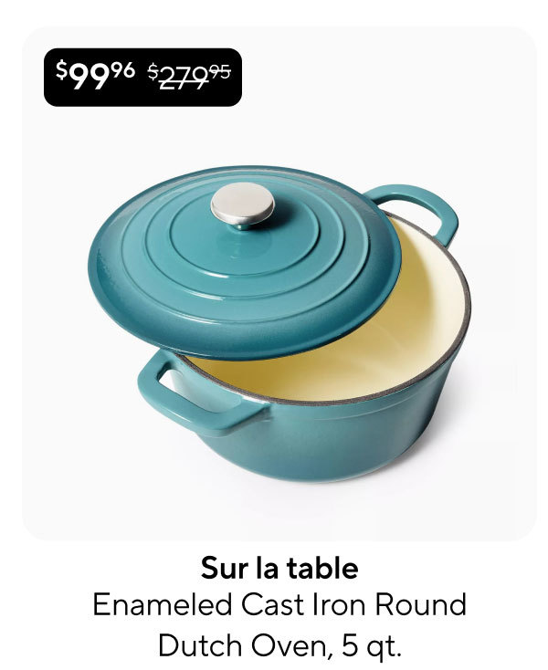Sur la table Enameled Cast Iron Round Dutch Oven, 5 qt.