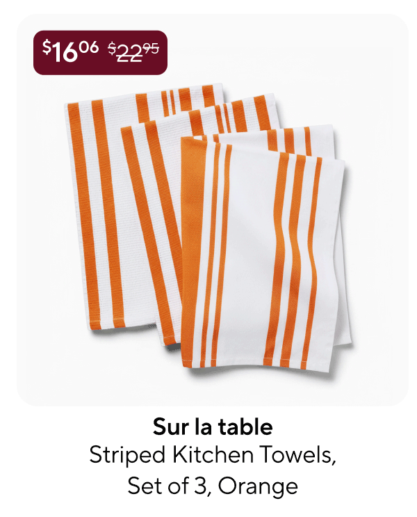 Sur la table Striped Kitchen Towels, Set of 3, Orange