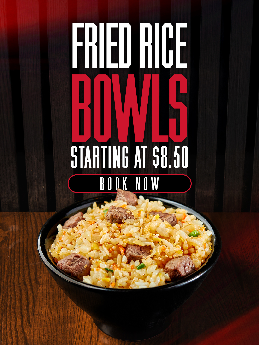 Fried Rice Bowls, starting at $8.50