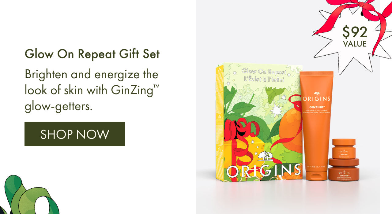 Glow On Repeat Gift Set | Brighten and energize the look of skin with GinZing™ glow-getters. | SHOP NOW | $92 VALUE