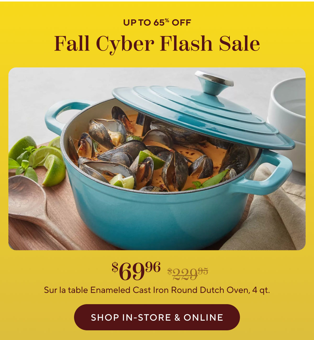 Sur la table Enameled Cast Iron Round Dutch Oven, 4 qt.