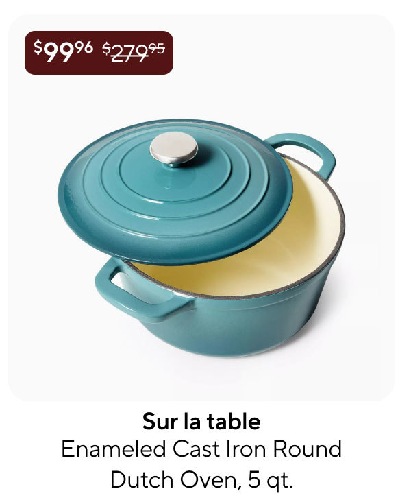 Sur la table Enameled Cast Iron Round Dutch Oven, 5 qt.