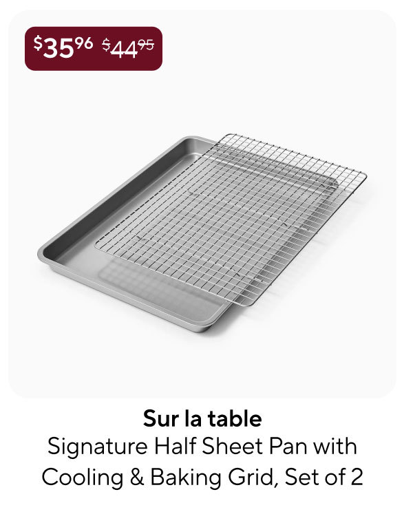 Sur la table Signature Half Sheet Pan with Cooling & Baking Grid, Set of 2