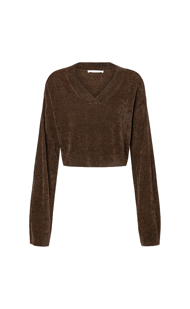Micro Chenille Cropped V-Neck Coverup