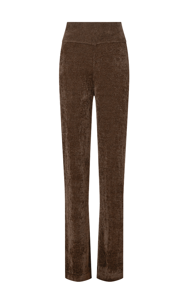 Micro Chenille High-Waist Straight Leg Pant