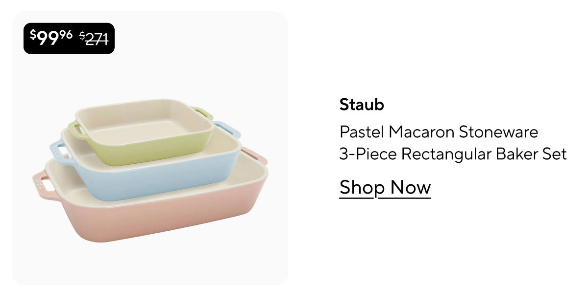 Staub Pastel Macaron Stoneware 3-Piece Rectangular Baker Set