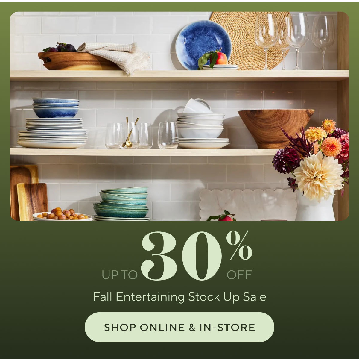 Entertaining stock up sale  25% off cloud dinnnerware