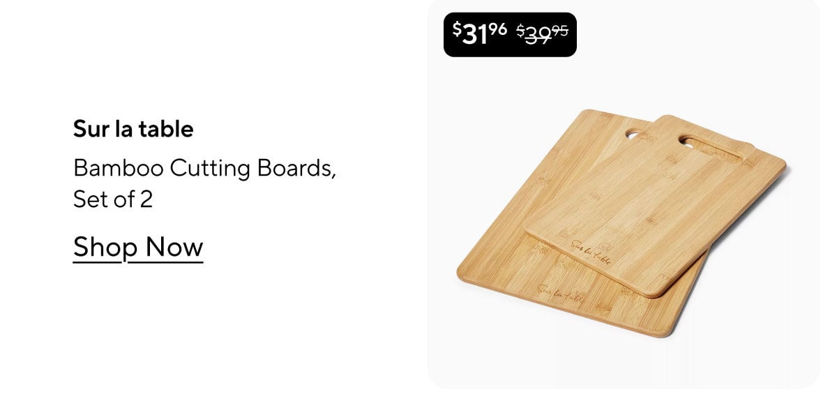 Sur la table Bamboo Cutting Boards, Set of 2