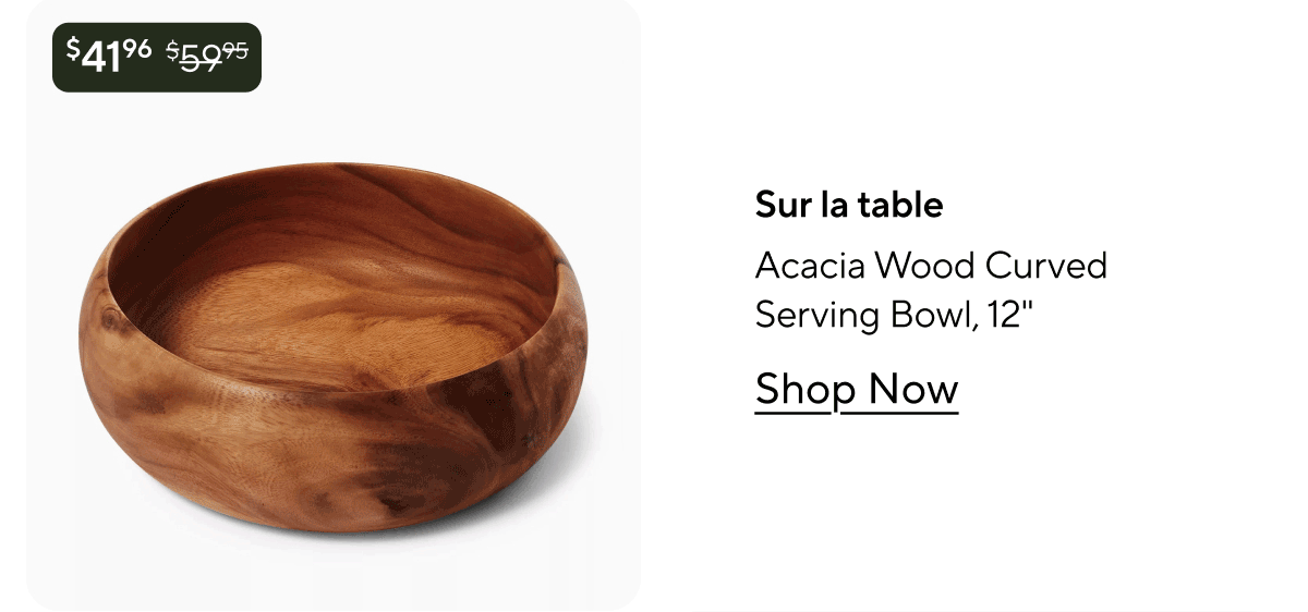 Sur la table Acacia Wood Curved Serving Bowl