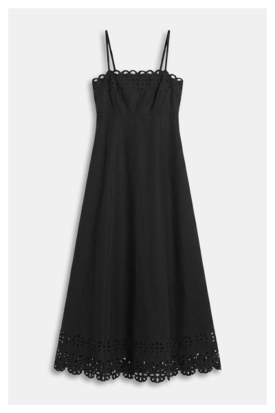 Linen Blend Cutwork Midi Dress