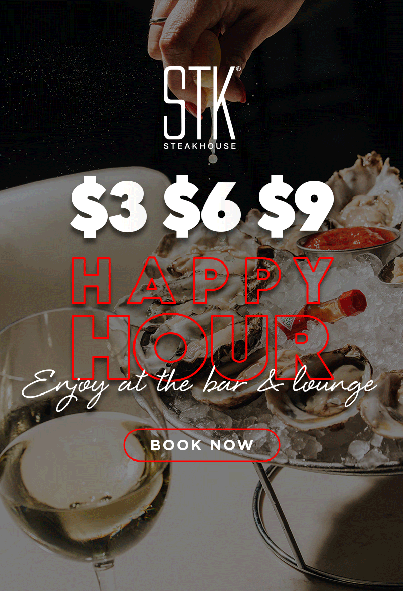  $3, $6, $9 Happy Hour, enjoy at the bar & lounge