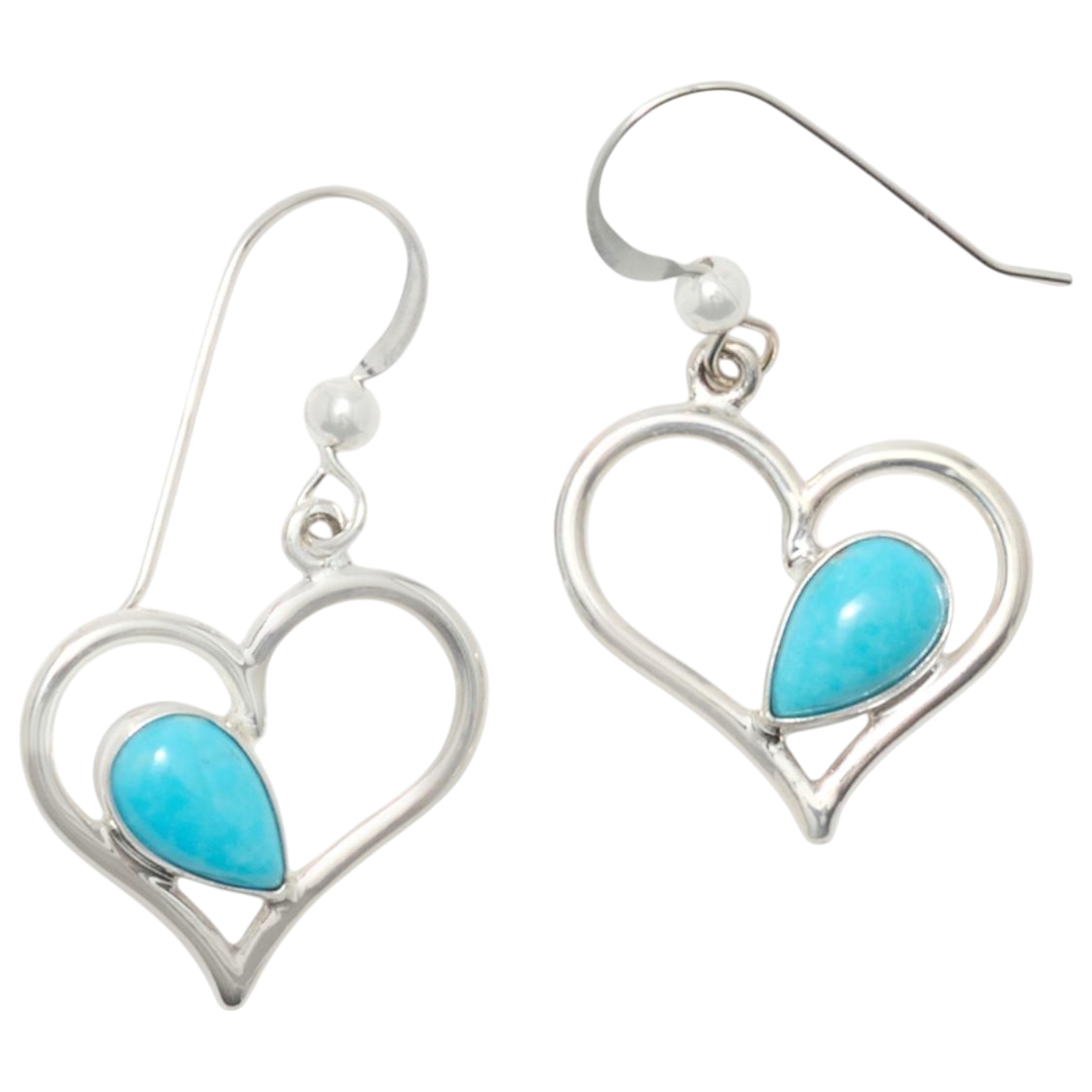 Jay King Royal Blue Turquoise Sterling Silver Heart Drop Earrings