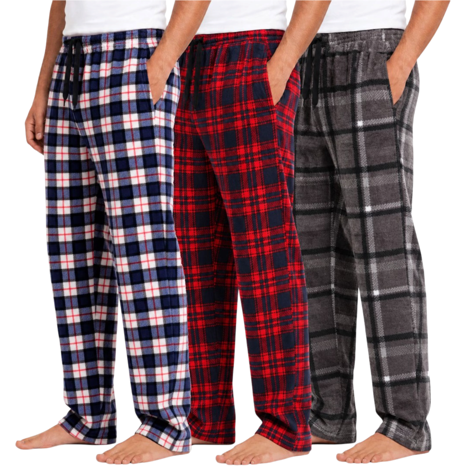 Smndy Men’s Fleece Pajama Pants, 3-Pack