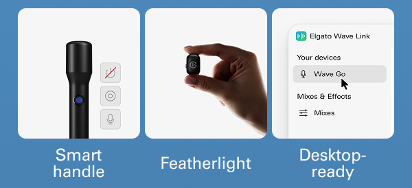 Three icons: Smart Handle, Featherlight, and Desktop-ready