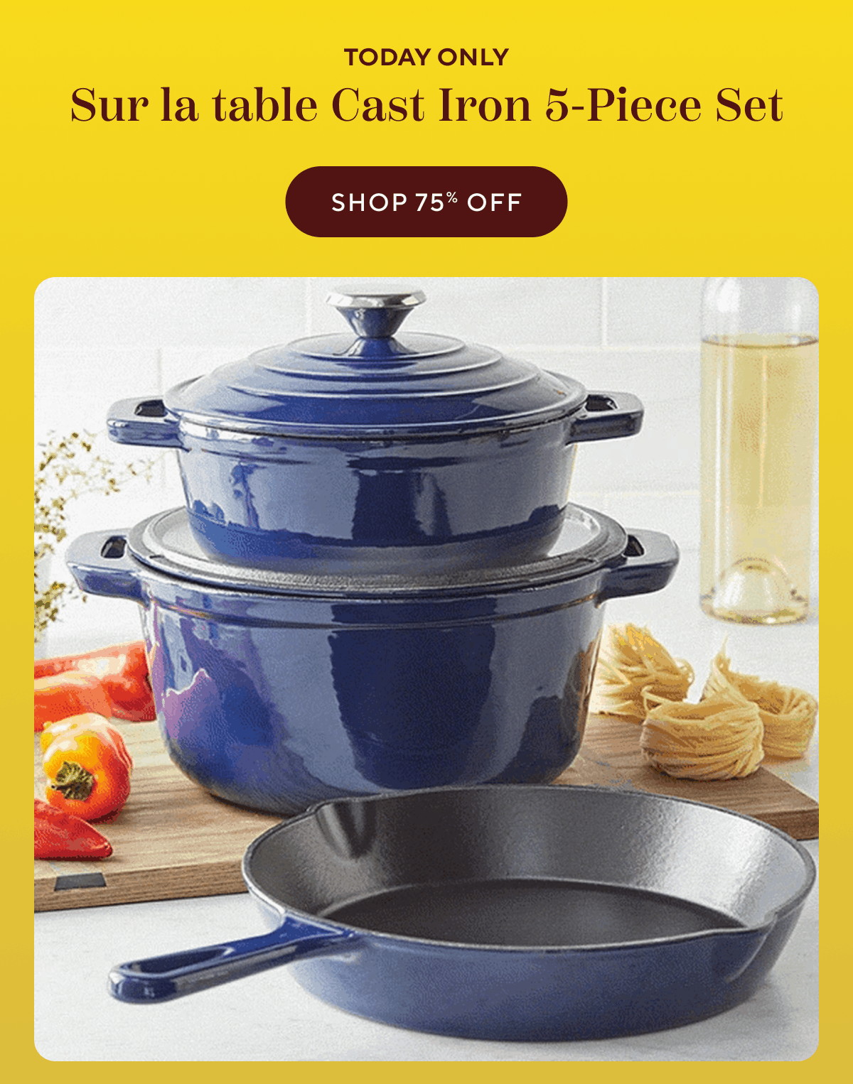 Sur La Table Enameled Cast Iron 5-Piece Set in Red