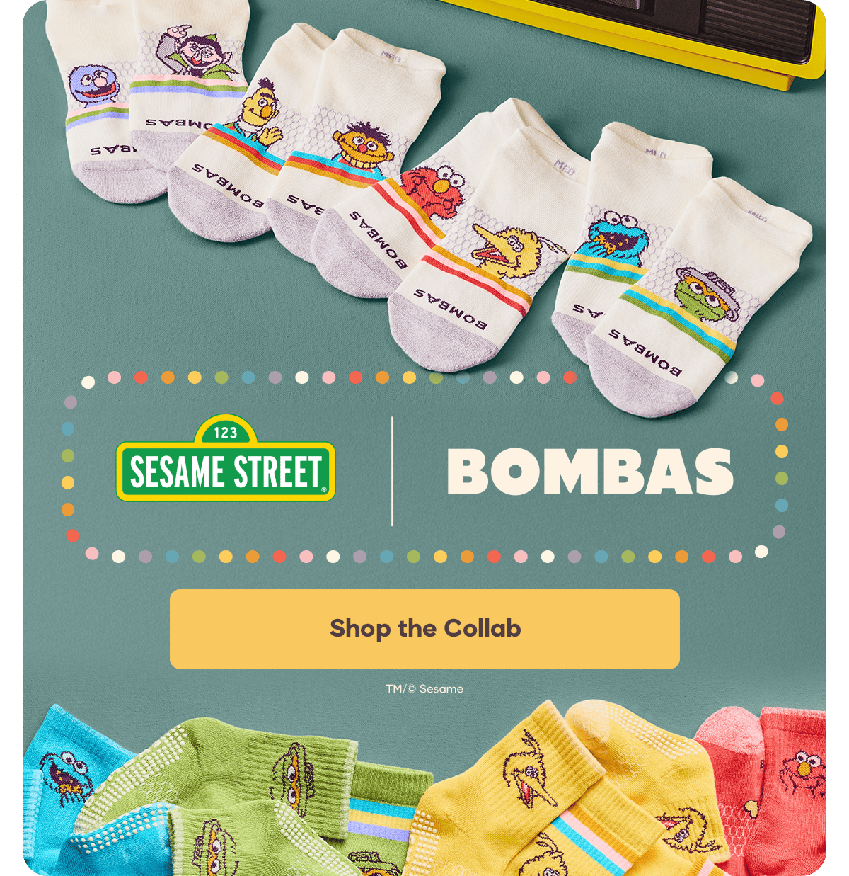 Sesame Street. Bombas. Shop the Collab. TM/© Sesame
