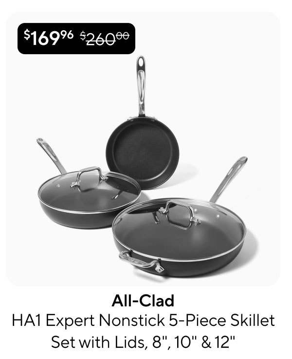 All-Clad HA1 Expert Nonstick 5-Piece Skillet Set with Lids, 8