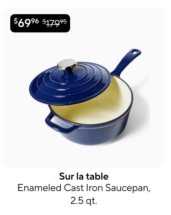 Sur la table Enameled Cast Iron Saucepan, 2.5 qt., Black
