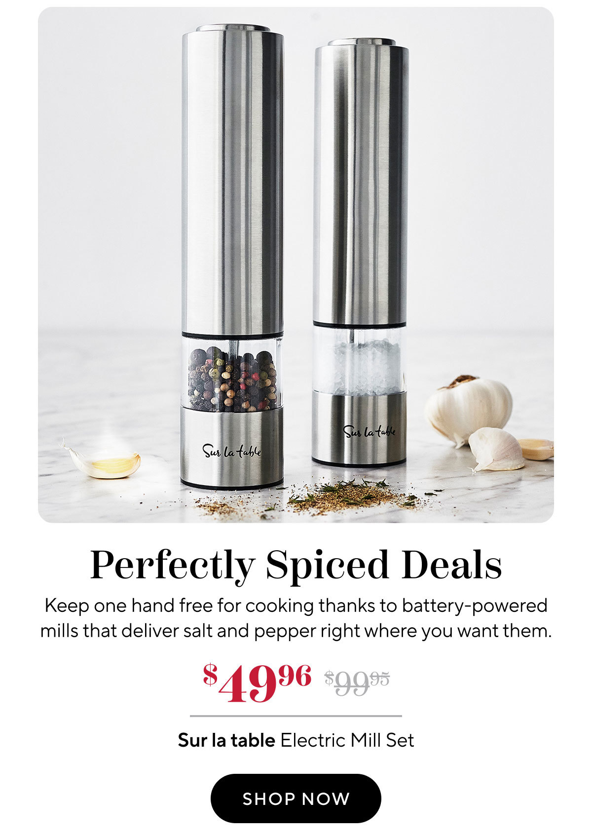 Sur La Table Electric Salt & Pepper Mill Set