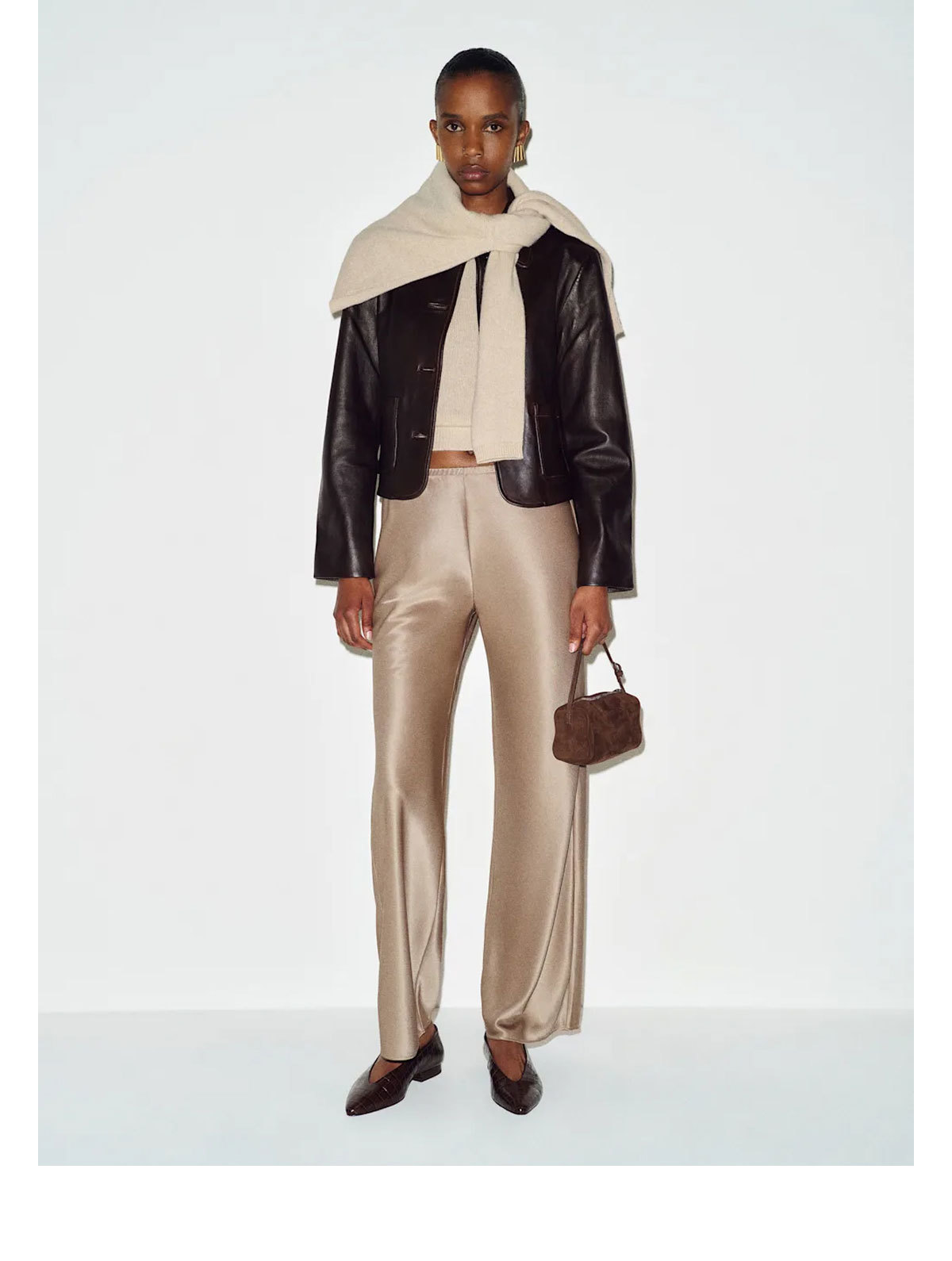 Gale Satin Mid Rise Bias Pant