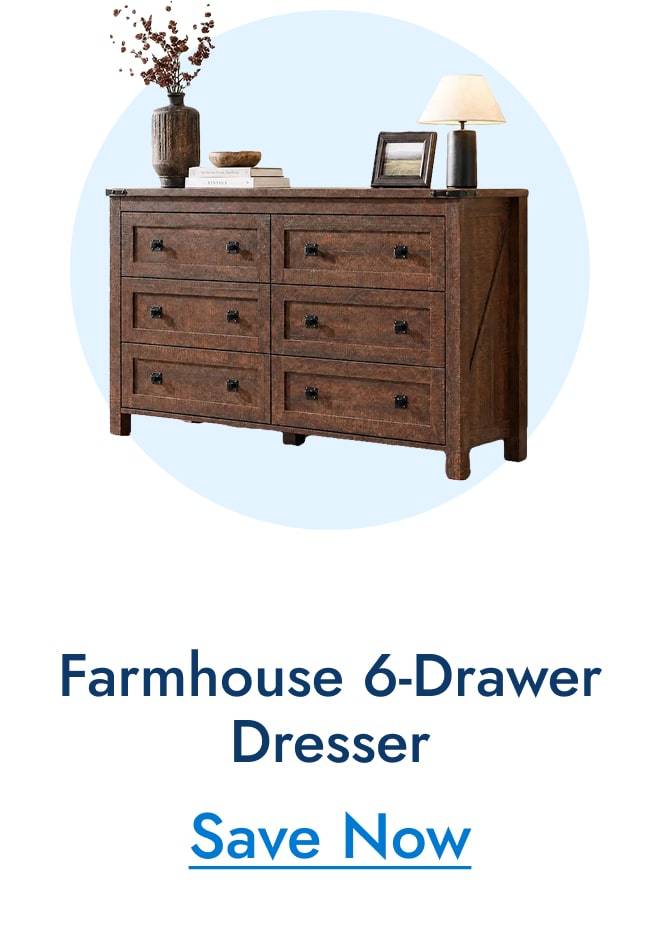 Farmhouse 6 Drawer Dresser