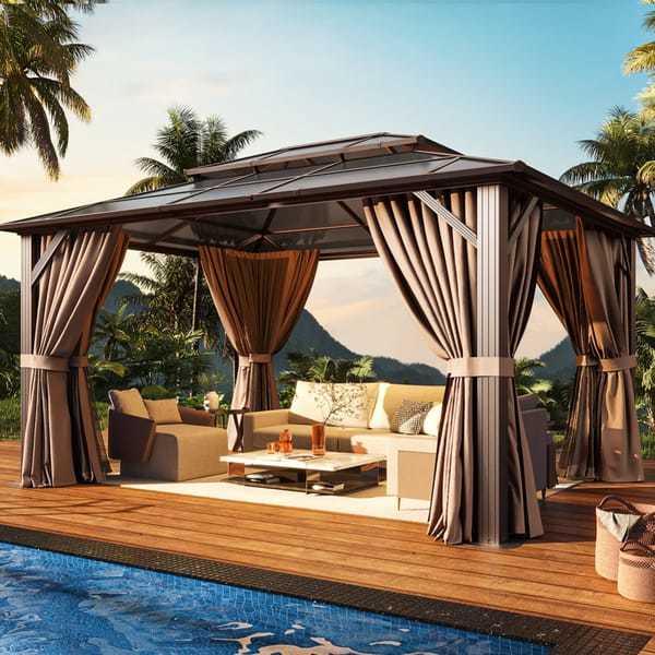 12' Hardtop Gazebo with Curtains $399
