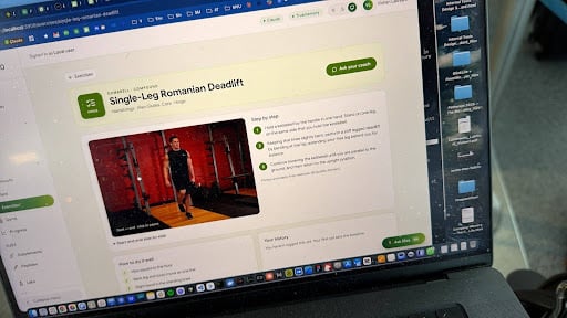 Screenshot of the working hotel gym workout web app