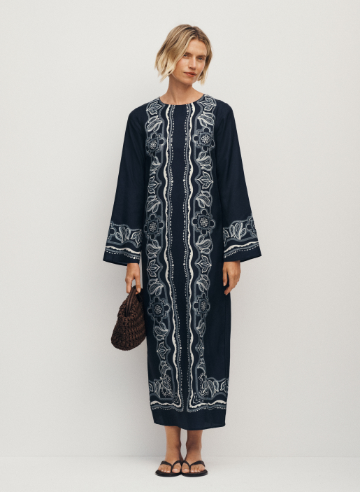 Scarf Print Midi Dress