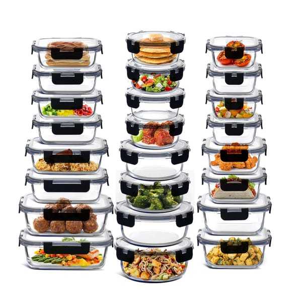 24 Glass Food Containers with Lids $54