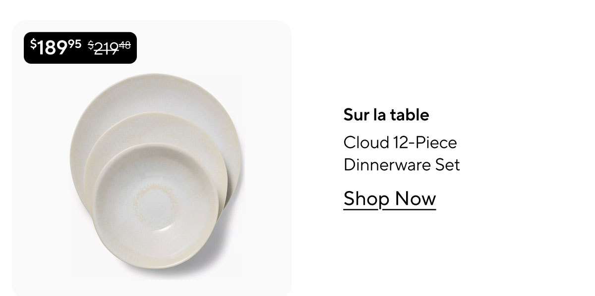Sur la table Cloud 12-Piece Dinnerware Set, White