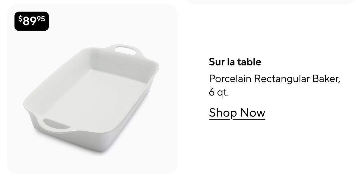 Sur la table Porcelain Rectangular Baker, 6 qt.
