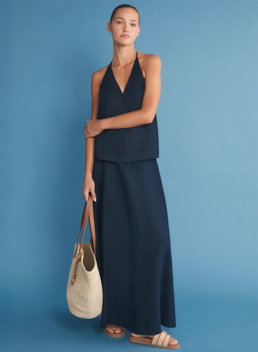 Linen V Neck Halter Top