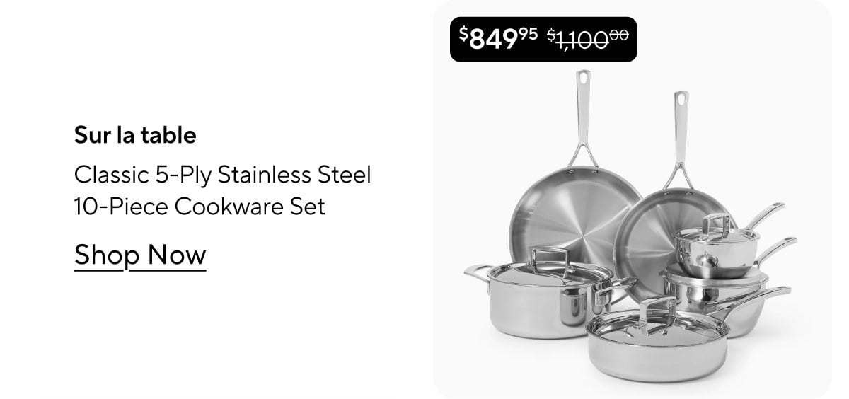 Sur La Table Classic 5-Ply Stainless Steel 10-Piece Cookware Set