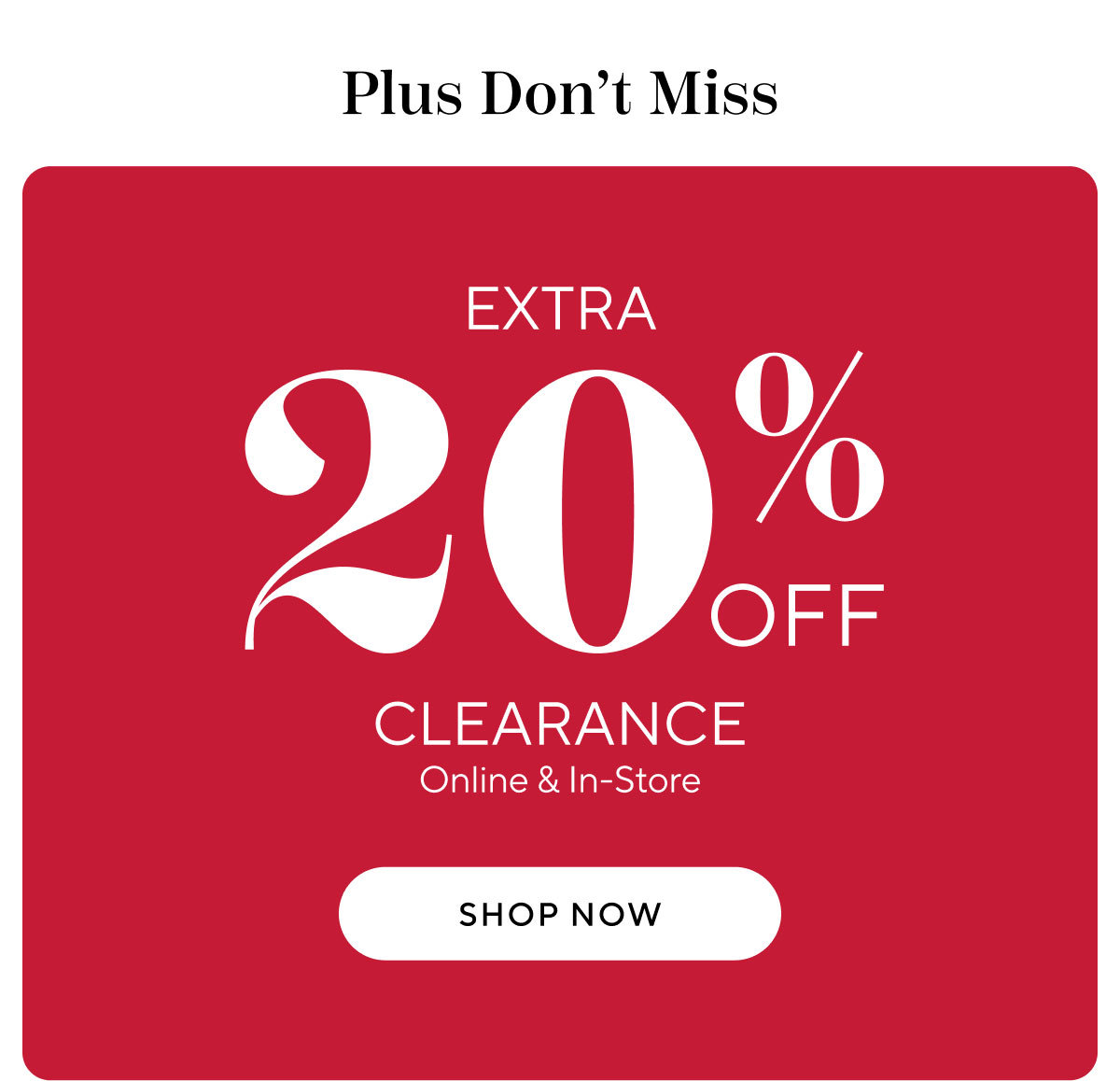 20% Off Clearance