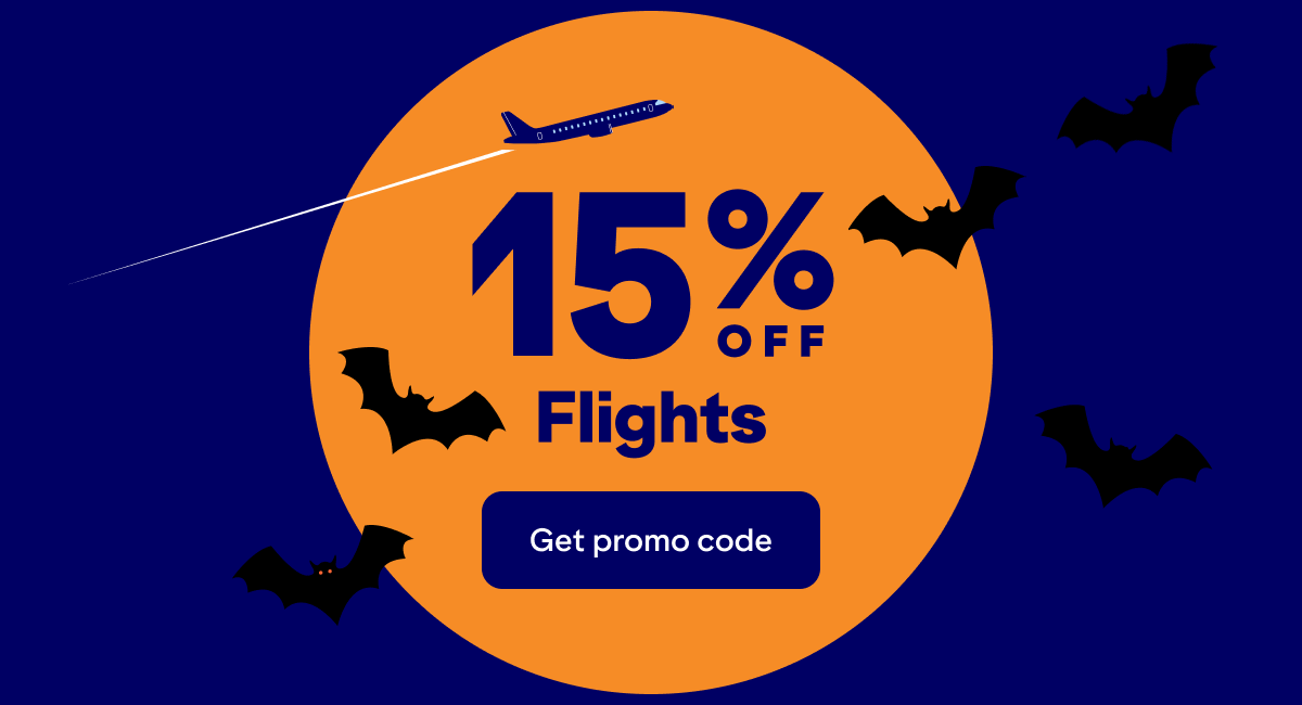 Fifteen percent off select flights. Click here to get promo code.