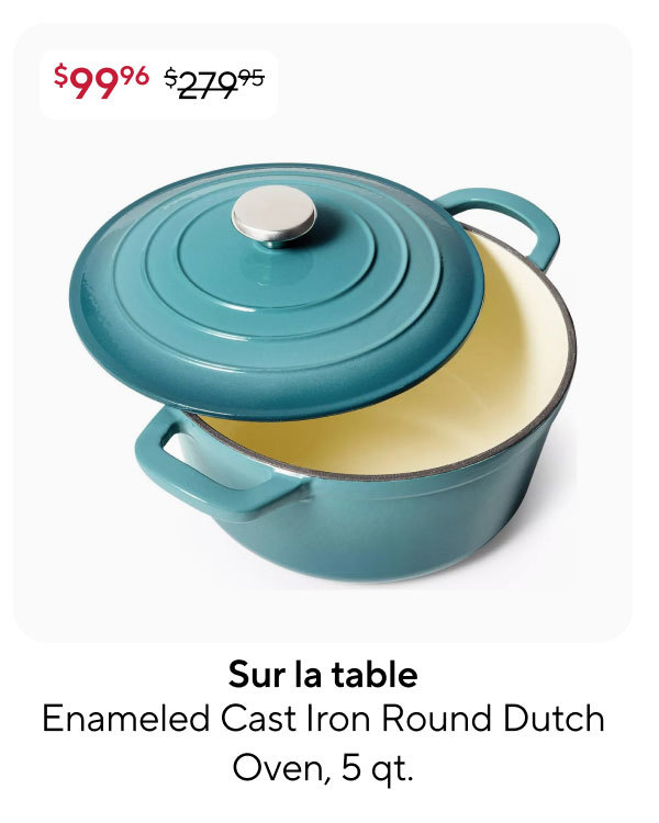 Sur la table Enameled Cast Iron Round Dutch Oven, 5 qt.