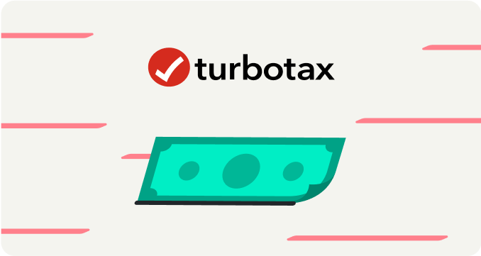 TurboTax logo | Illustration of a dollar bill moving quickly forward