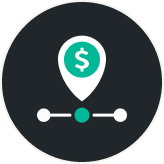 Map icon showing a dollar sign